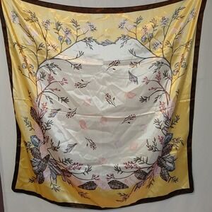 Square Scarf Multicolor With Seashells And Flowers 35 Inches By 35 In